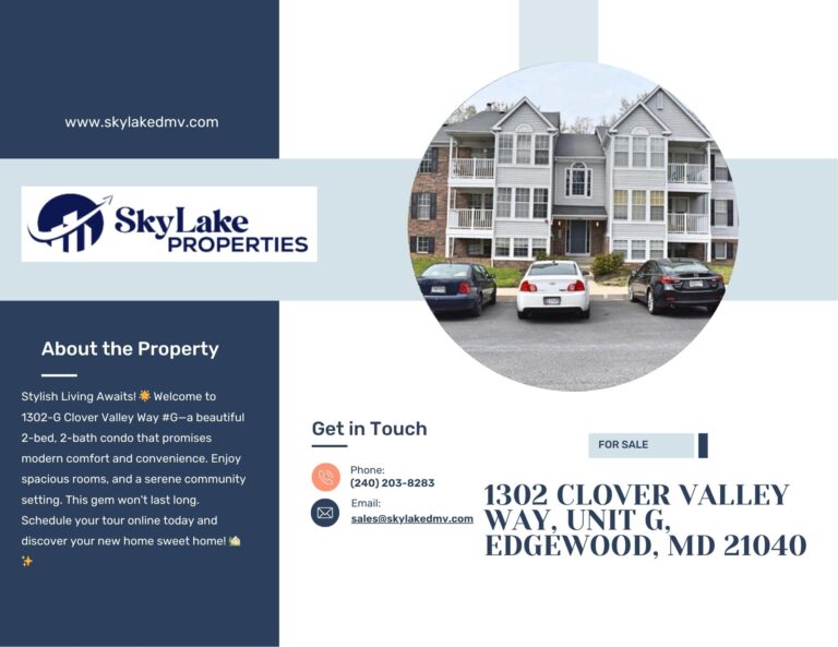 1302 Clover Valley Way, Unit G, Edgewood, MD 21040 For Sale Brochure